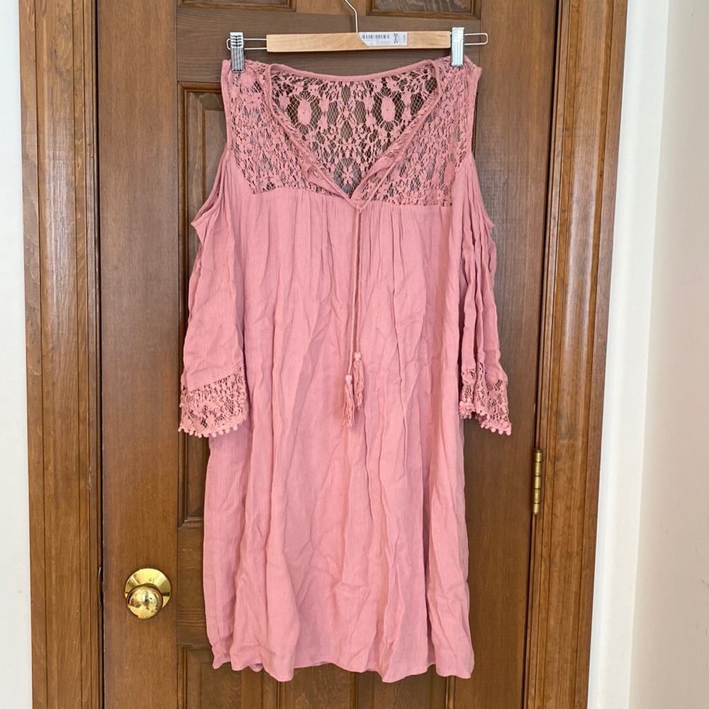 Pink dress with lace detail